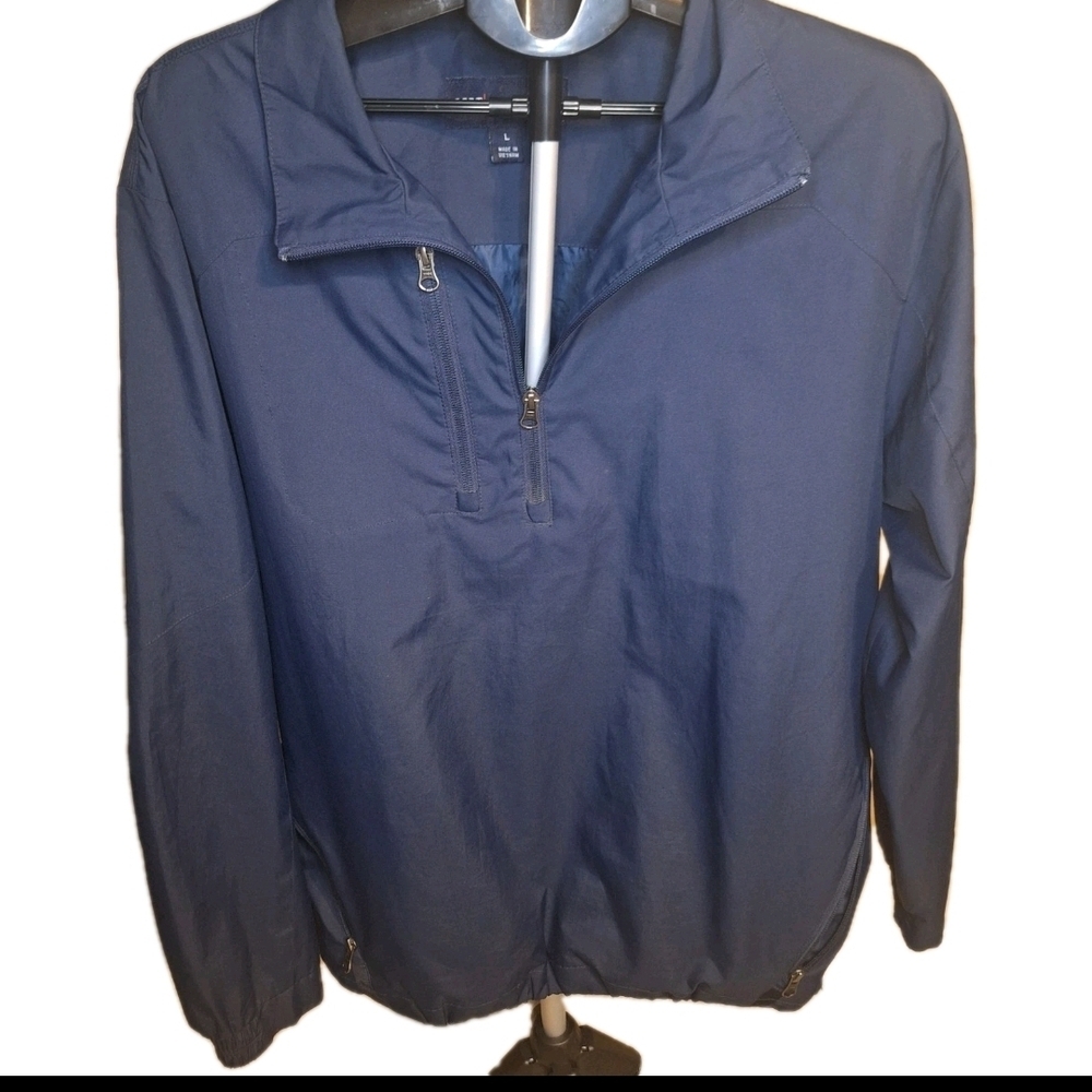 Port Authority Blue Half-Zip Nylon Rain Men's Jacket. Size L